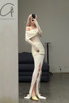 SWAYING/KNIT Japanese paper furry maxi skirt SW22SSB22 white